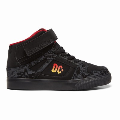 DC Pure Hi AC/DC Kid's Black Sneakers Australia PBV-830